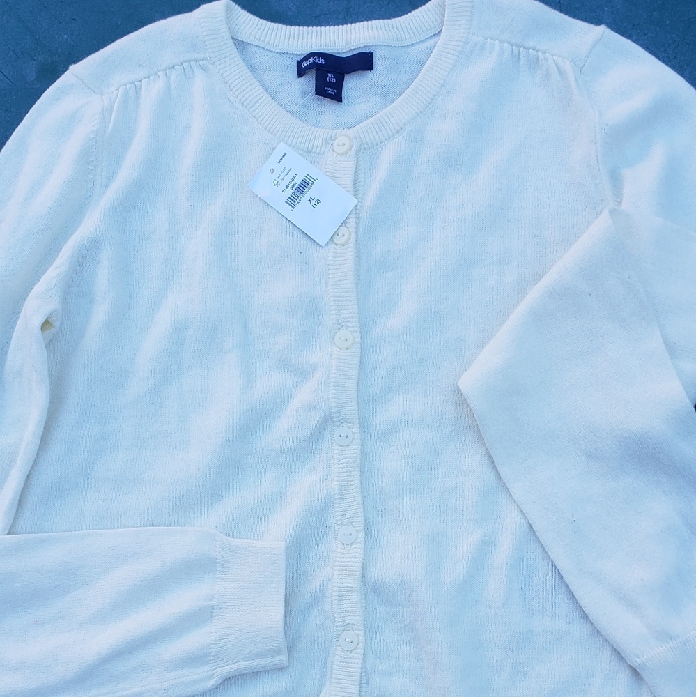 Gap Kids Girls Cream Cardigan Button Front Sweater